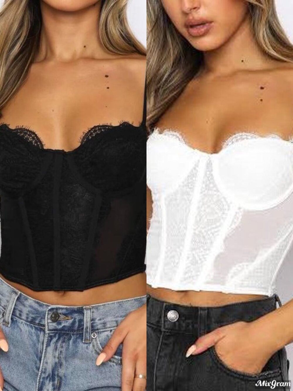 White Fox Feel The Passion Lace Bustier (White & Black)